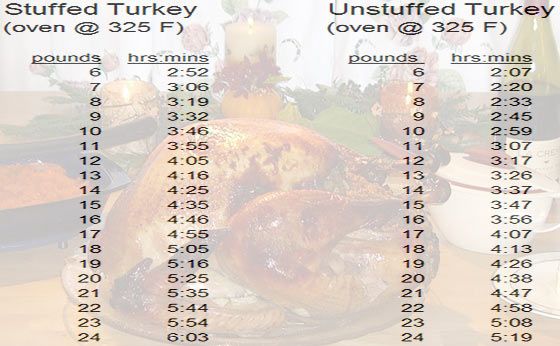 Cooking Time for 21 Pound Stuffed Turkey