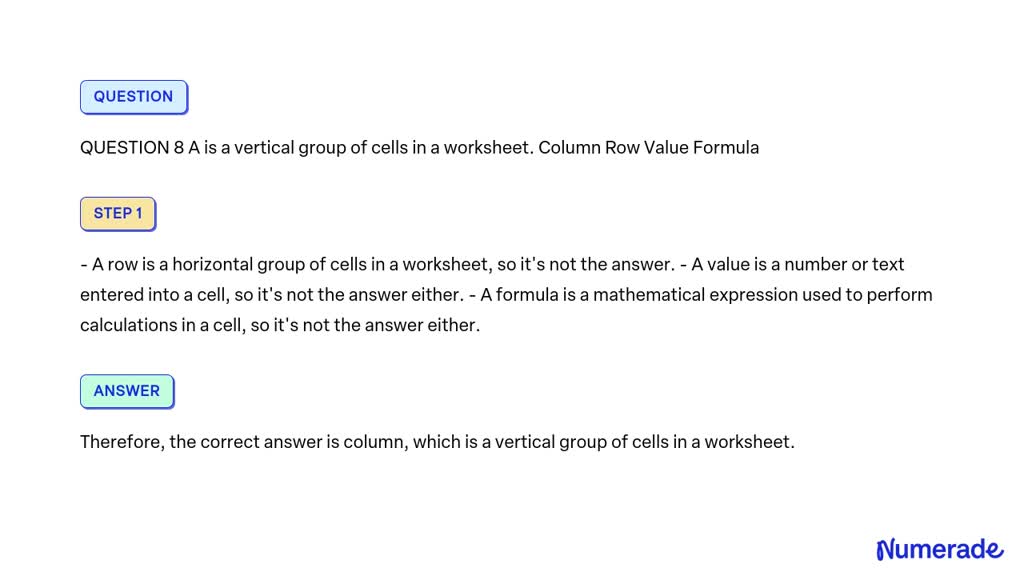 A Vertical Group of Cells in a Worksheet