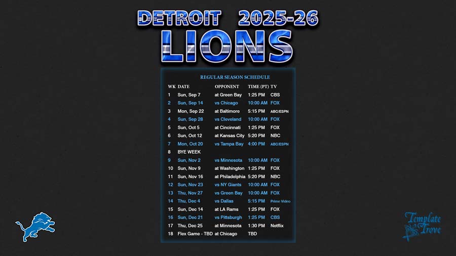 What Time Does the Lions Game