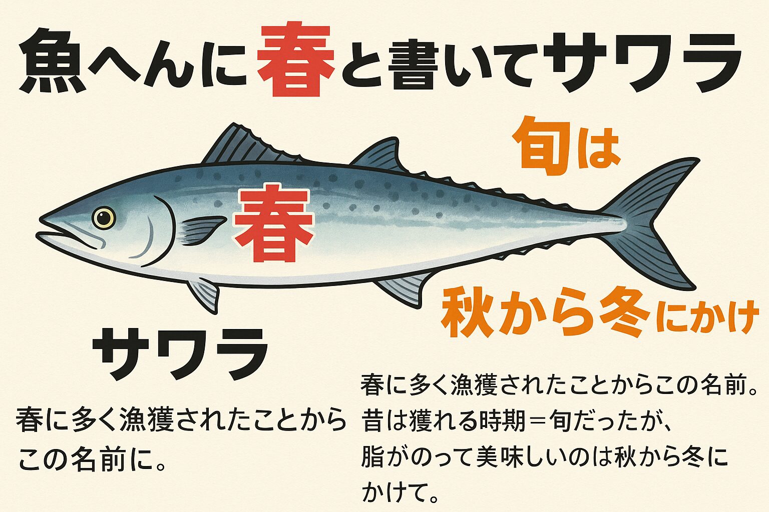 魚へんに春「鰆」の読み方は？春だけじゃない旬の真相と由来を解説