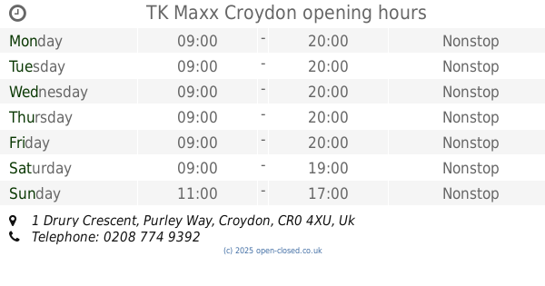 Tk Maxx Purley Way Croydon Opening Hours