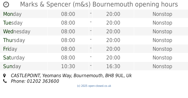 Marks and Spencer Castle Point Opening Times