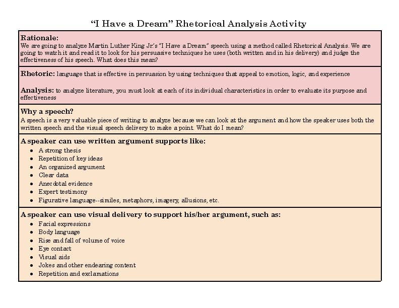Rhetorical Analysis on I Have a Dream Speech
