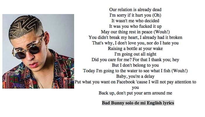 Bad Bunny Songs Lyrics in English
