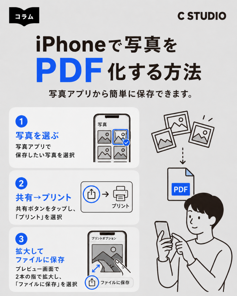 写真をPdfにする裏ワザ完全版！アプリ不要で複数枚を瞬時変換