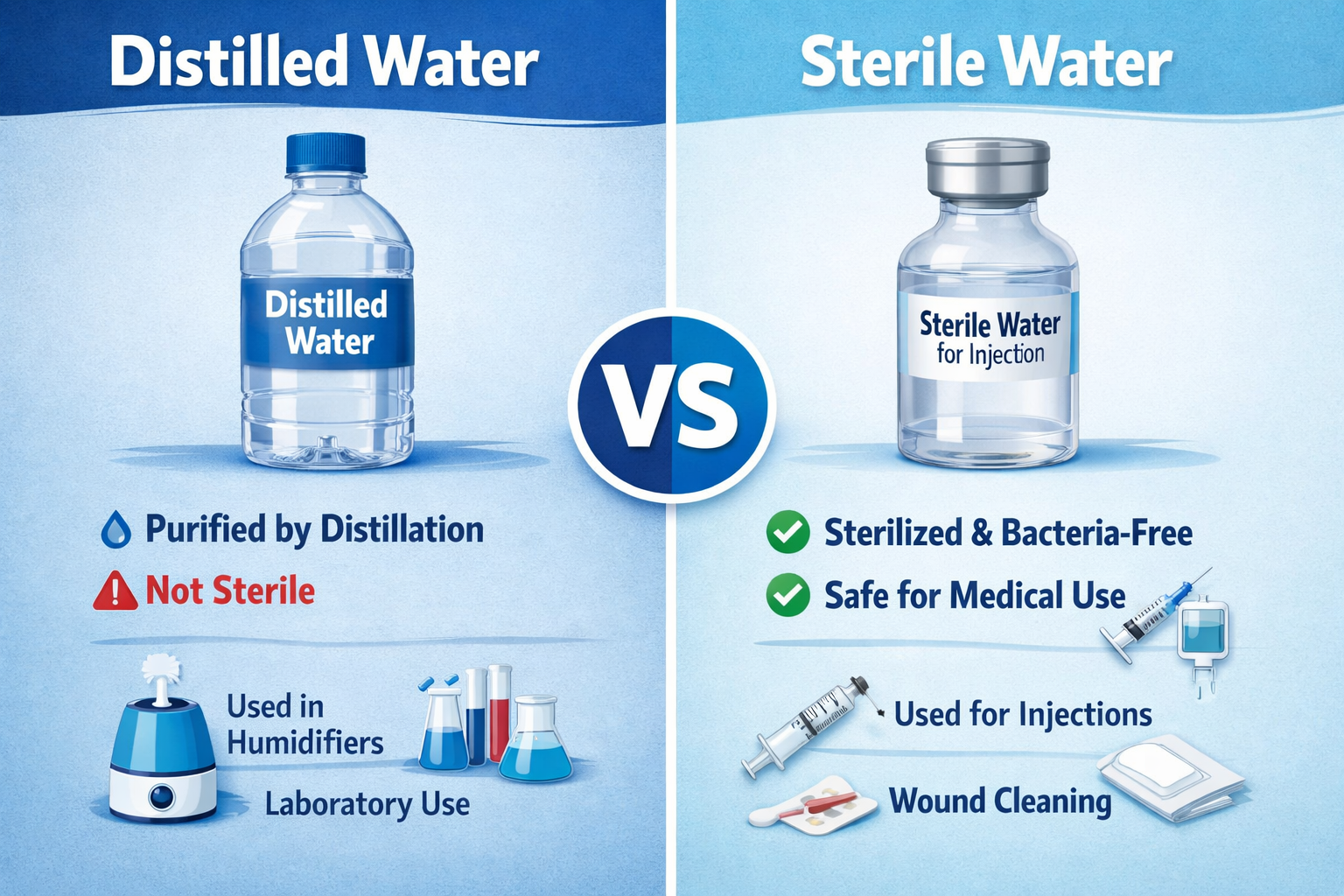 Difference Between Sterile and Distilled Water
