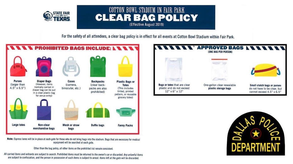 Clear Bag Policy Cotton Bowl