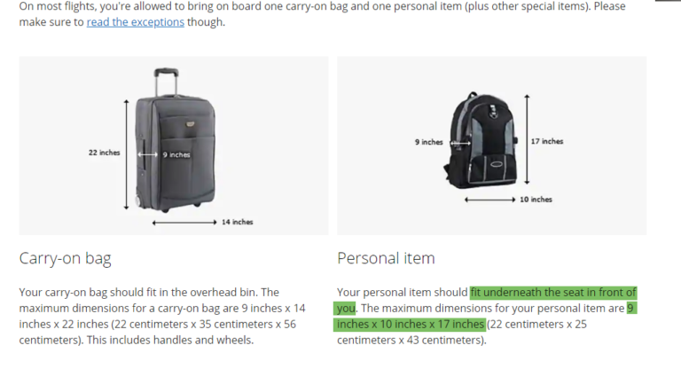 Carry on Under Seat Size