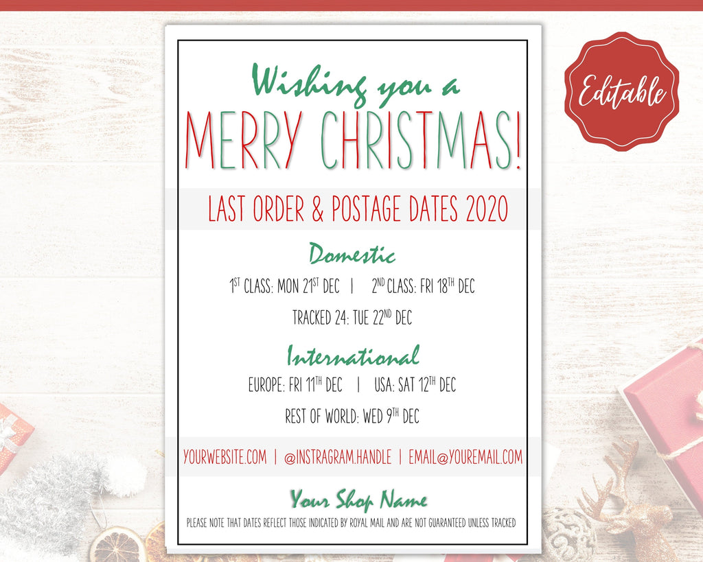 Last Date for Posting Xmas Cards