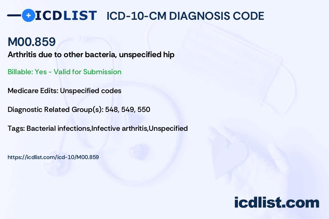 Septic Arthritis Icd 10 Code