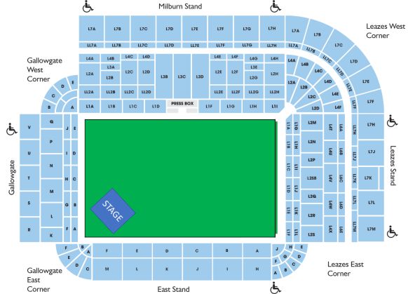 Sam Fender St James Park Seating Plan