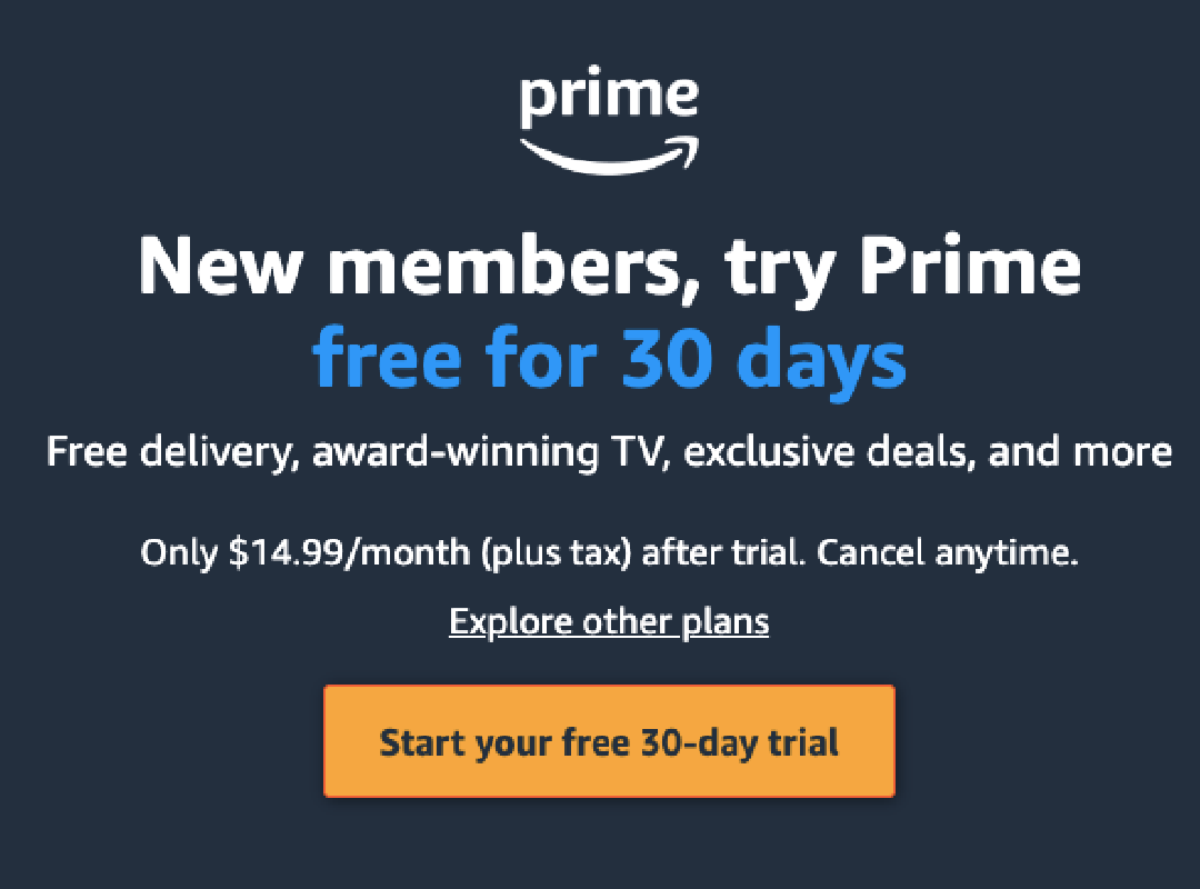 Amazon in Prime Free Trial