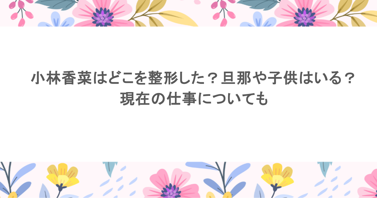 元Akb48・小林香菜が辿り着いた「覚悟の現在地」——波乱の渦中で掴み取ったシングルマザーの強さと実業家としての再起