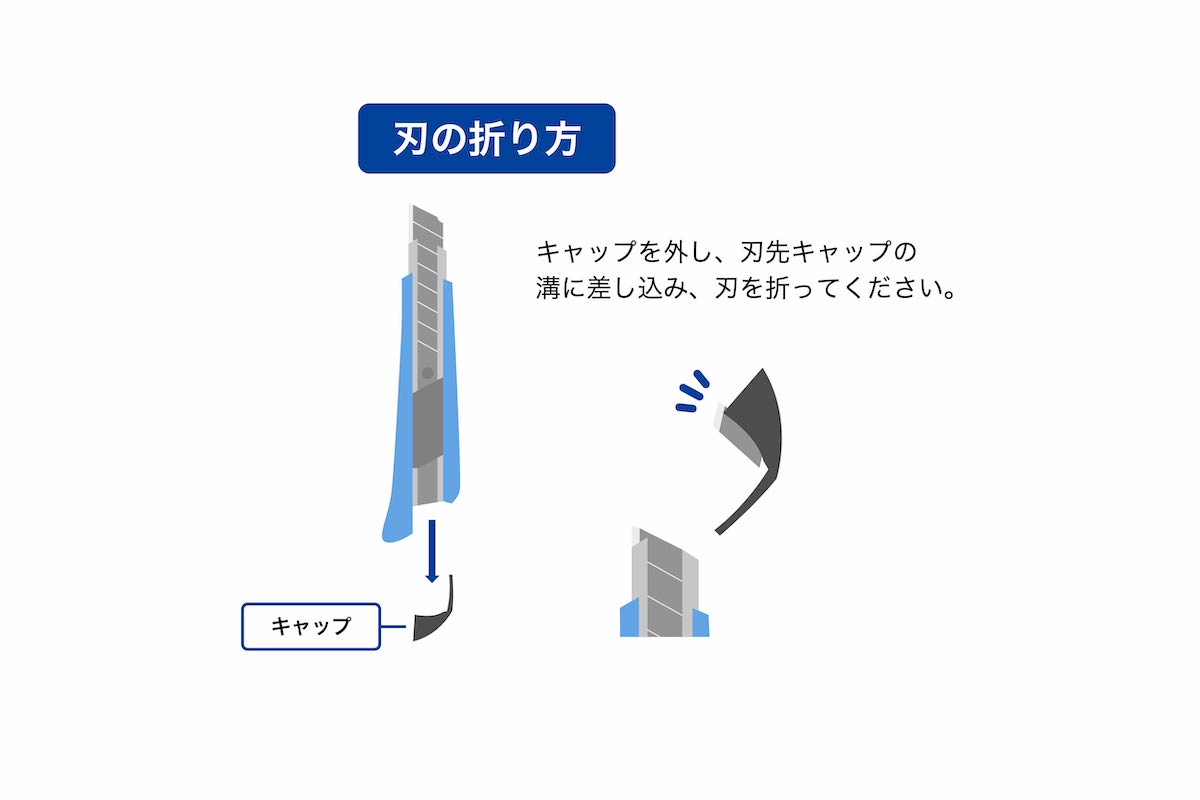カッターの刃の正しい折り方と捨て方！ペンチや本体の溝で安全処理