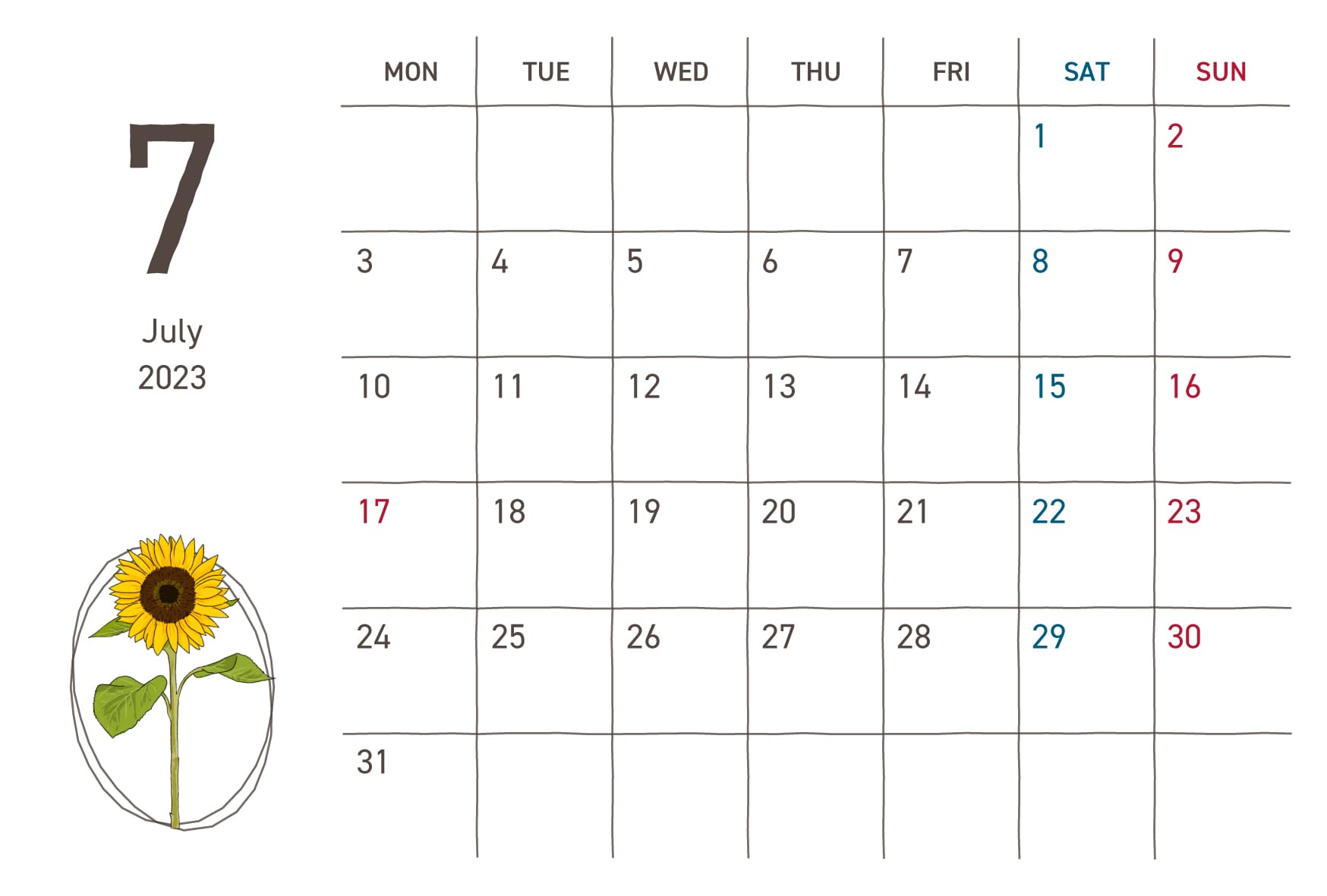 【2026年】7月カレンダー完全攻略｜海の日3連休と無料印刷予定表