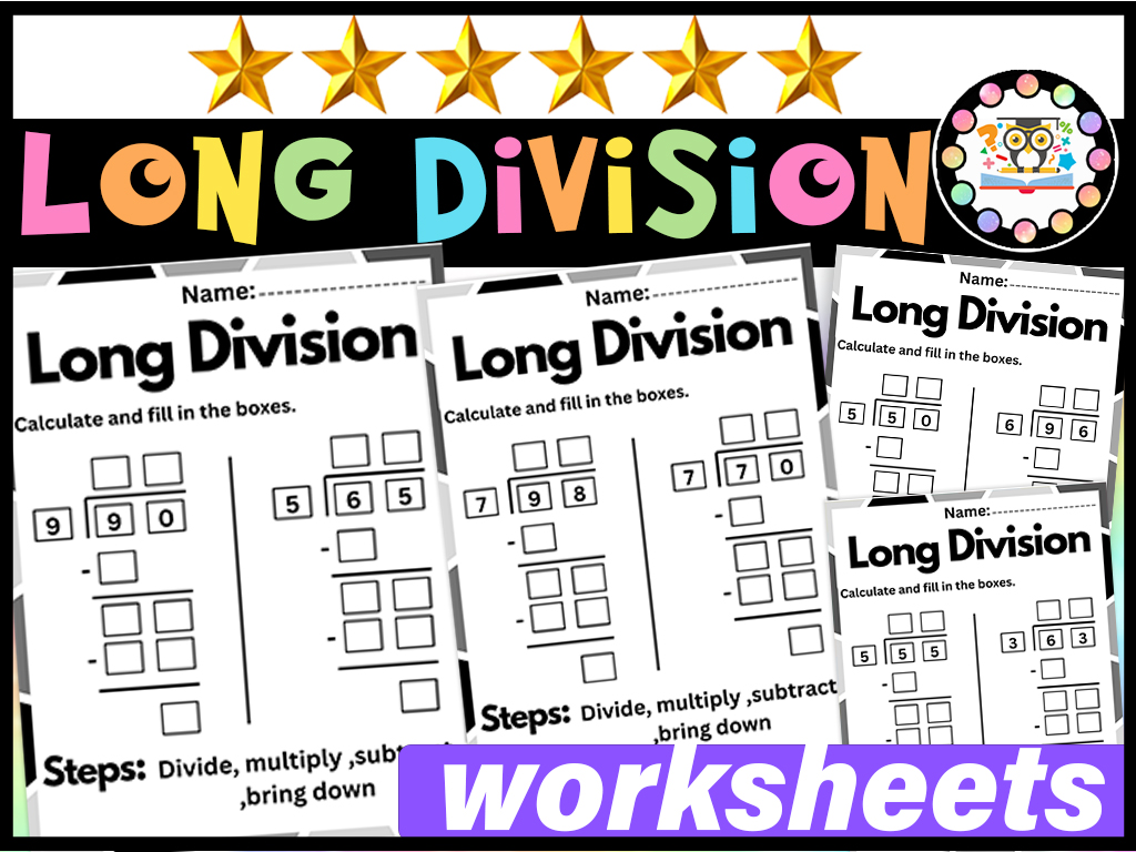 Long Division Two Digit Divisors Worksheets