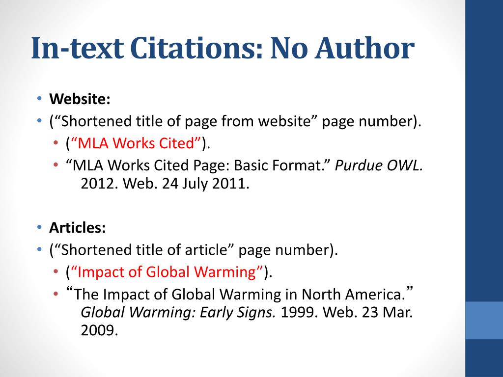 Mla Citation Website with No Author