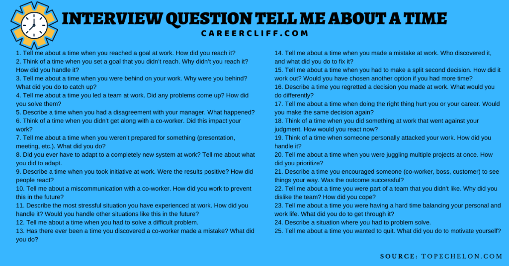 Interview Questions Tell Me About a Time