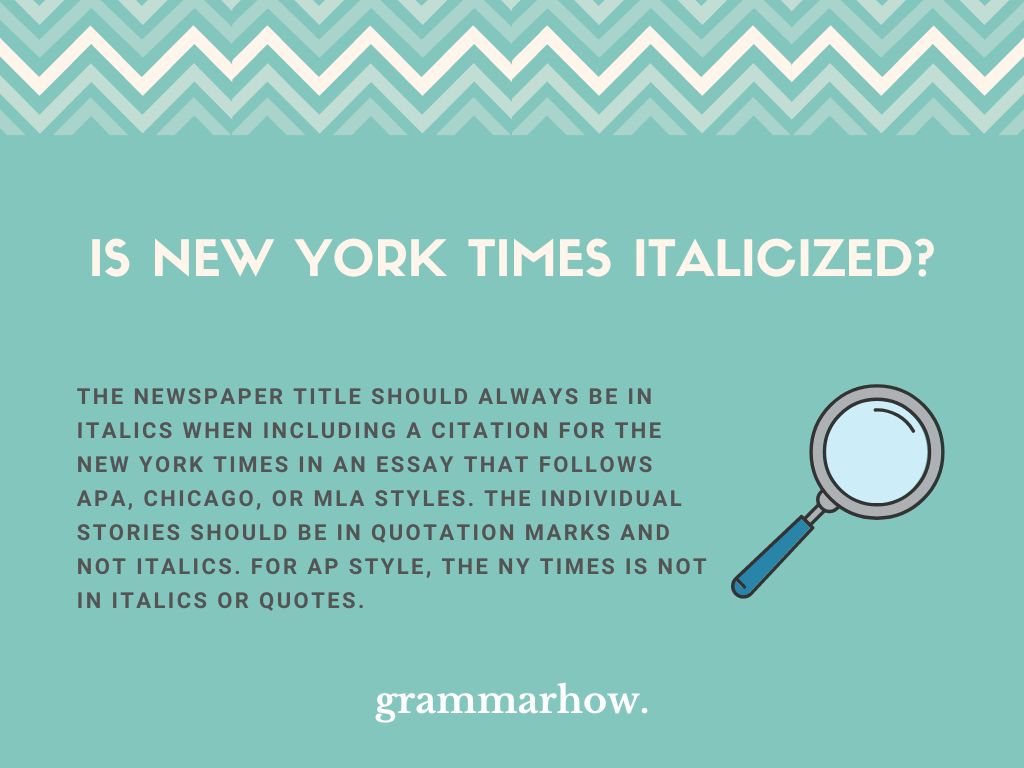 Is New York Times Italicized