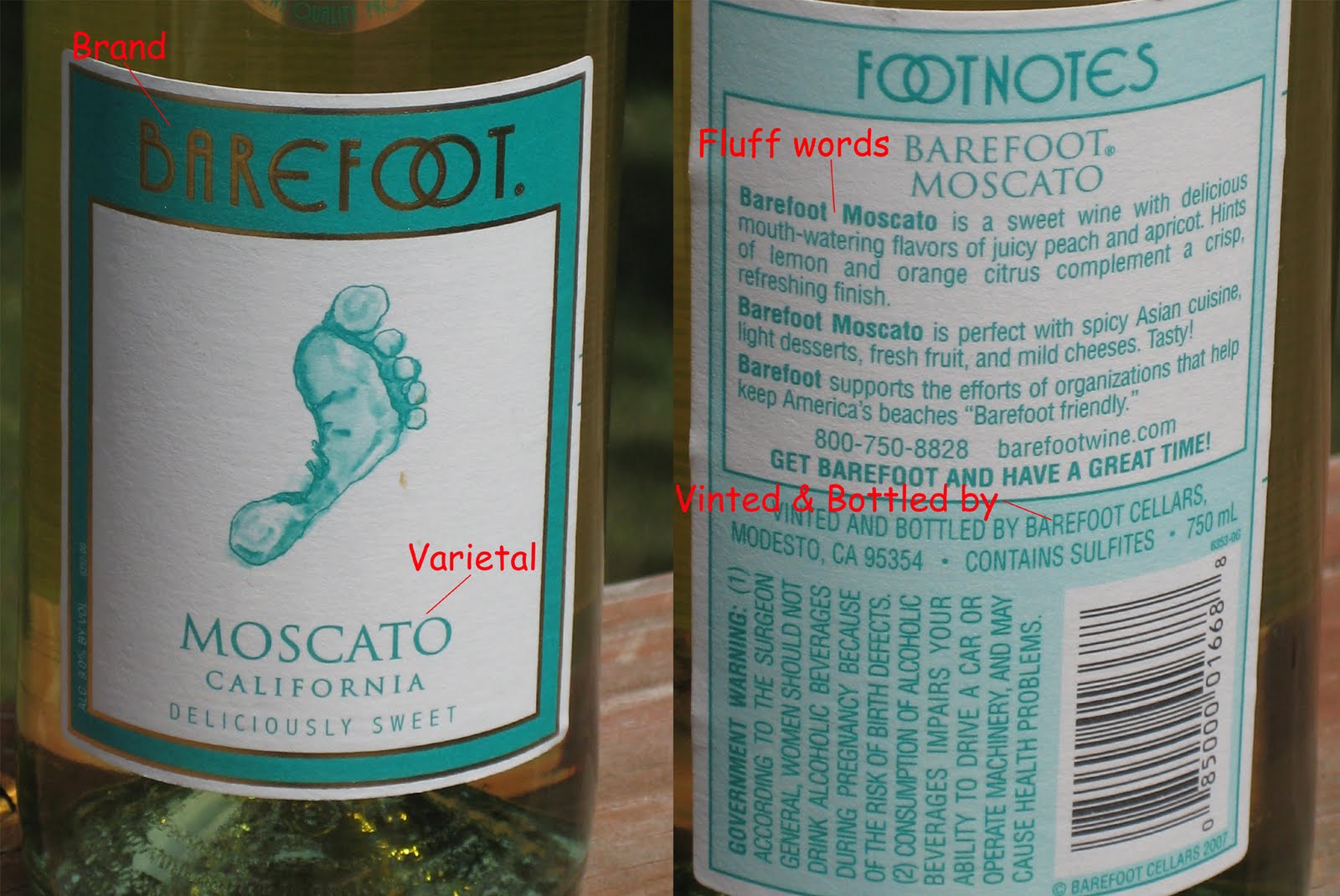 How Many Calories in a 750Ml Bottle of Barefoot Moscato