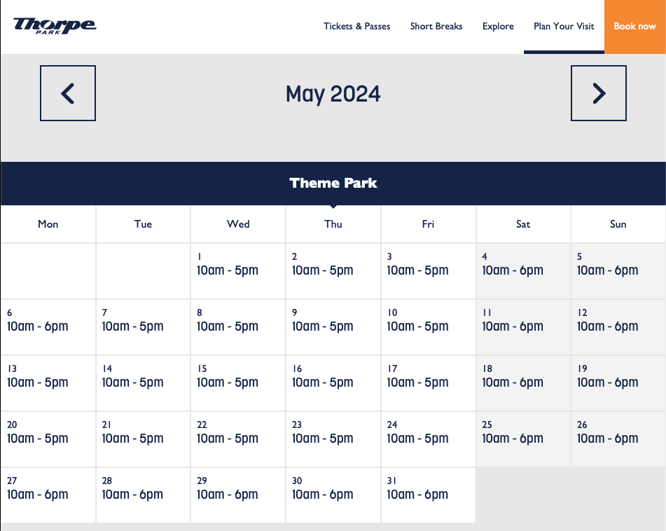 What Time Does Thorpe Park Shut