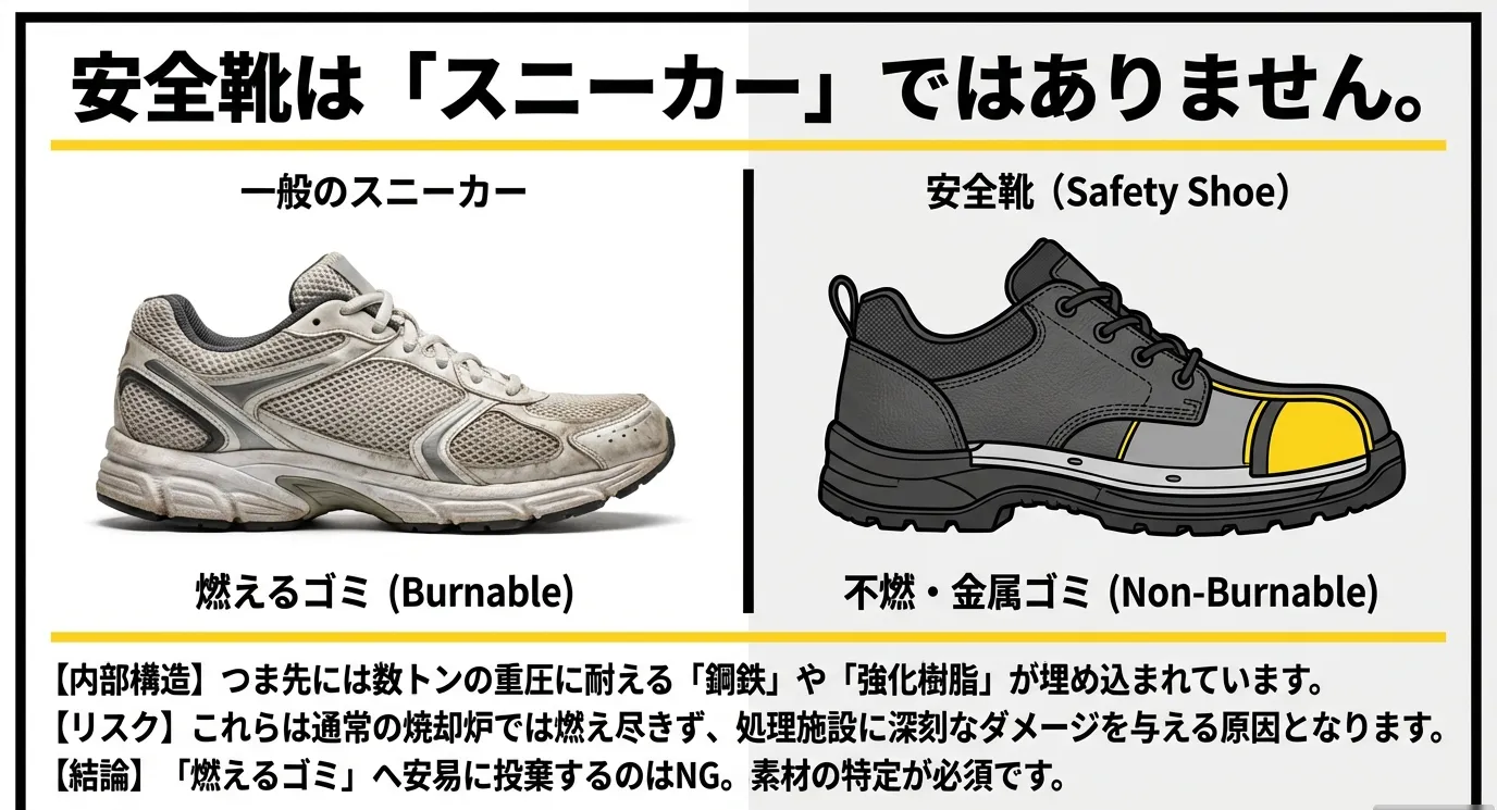 安全靴の正しい捨て方と分別術！鉄芯の抜き方からお得な処分まで