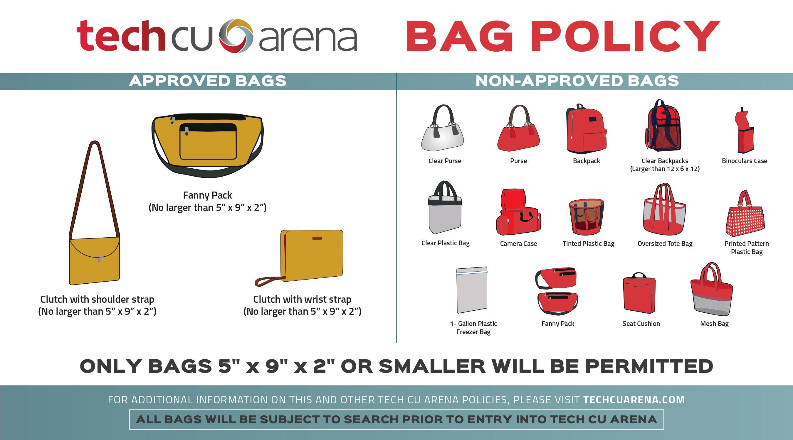 Texas Cu Theatre Bag Policy