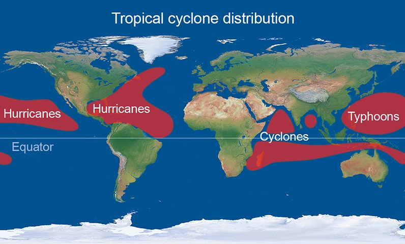Where Do Hurricanes Mainly Occur