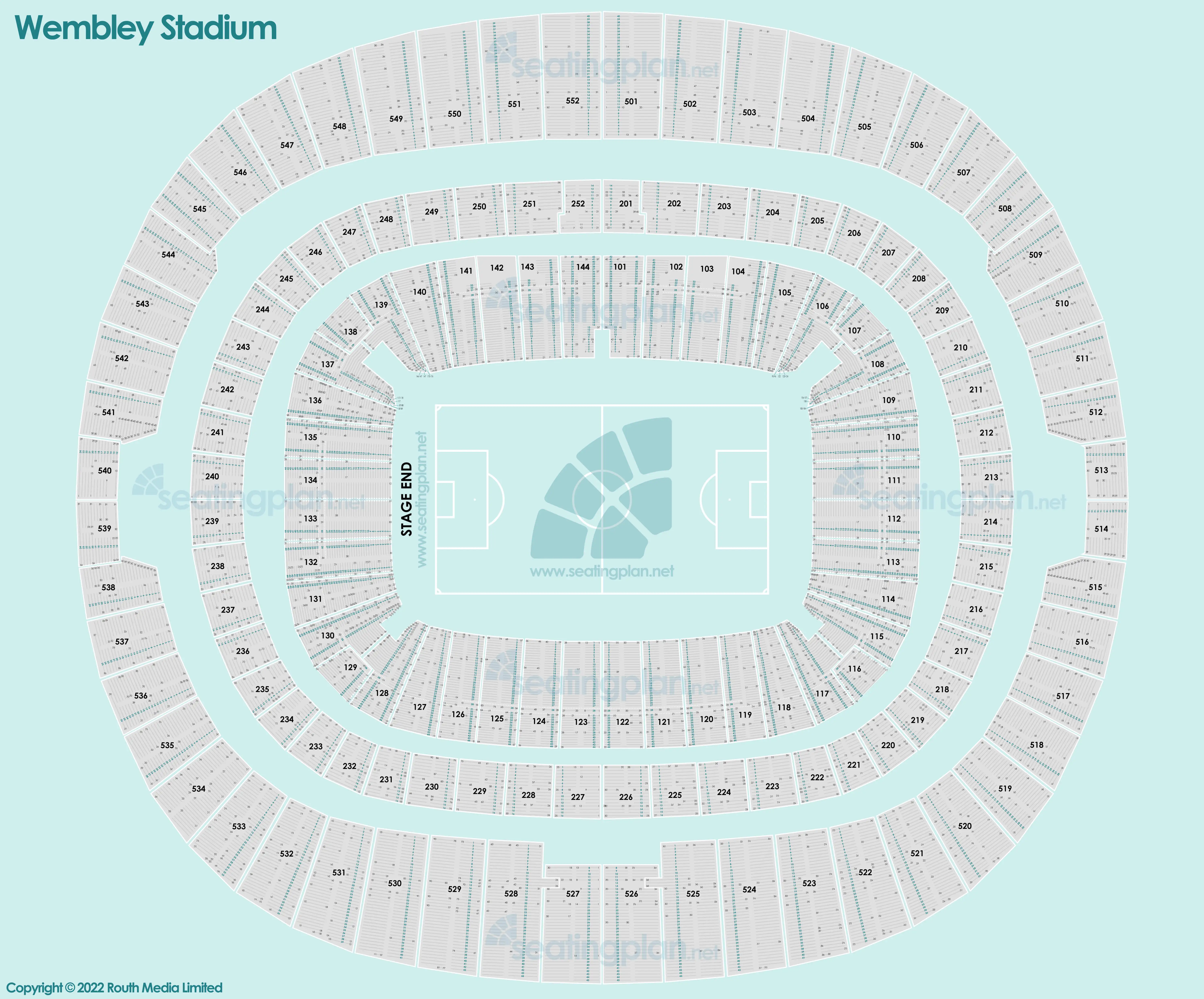 Wembley Virtual Seating Plan with Seat Numbers View