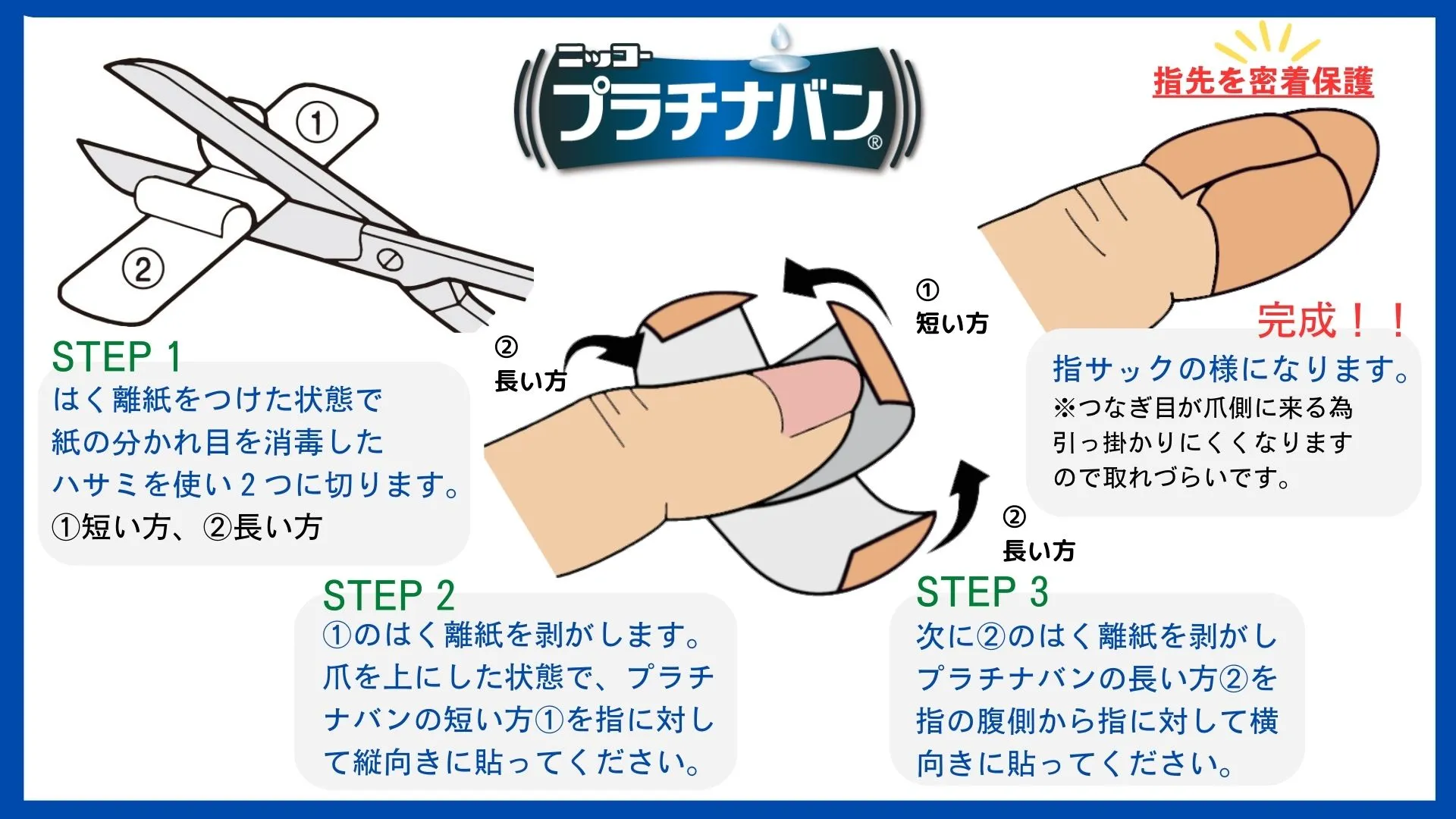 水仕事でも剥がれない！指先の絆創膏は「切り込みクロス貼り」で密着