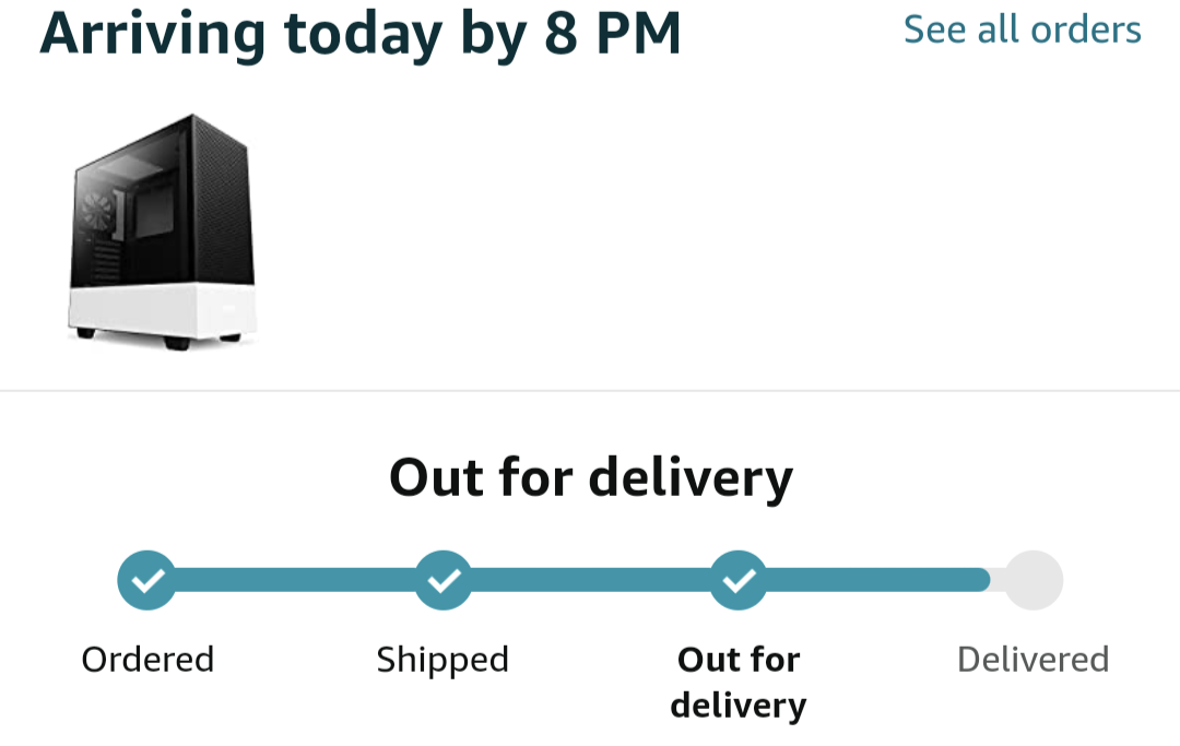 Arriving Today by 8Pm Amazon